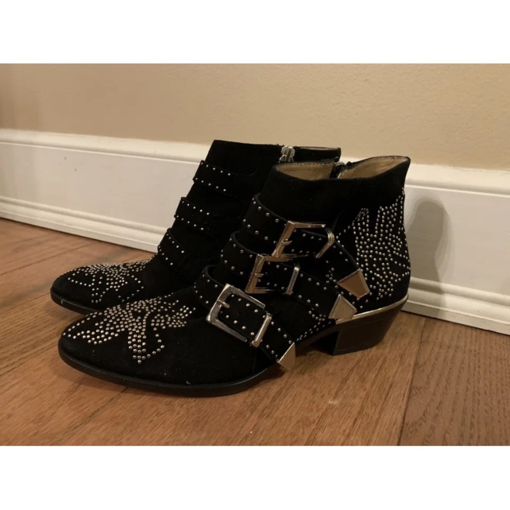 Poletto Black Suede Ankle Boots Size 37